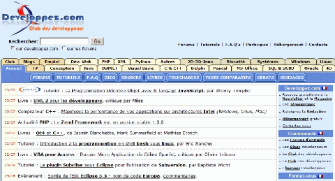 FIG. 1 - La section accueil de Developpez.com