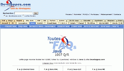 FIG. 2 - La section Java/FAQs de Developpez.com